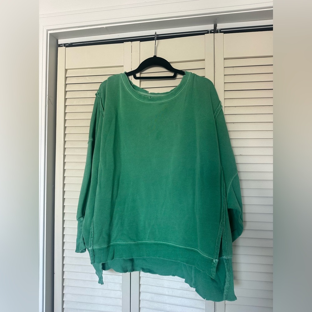 Free People Green Oversized Crewneck